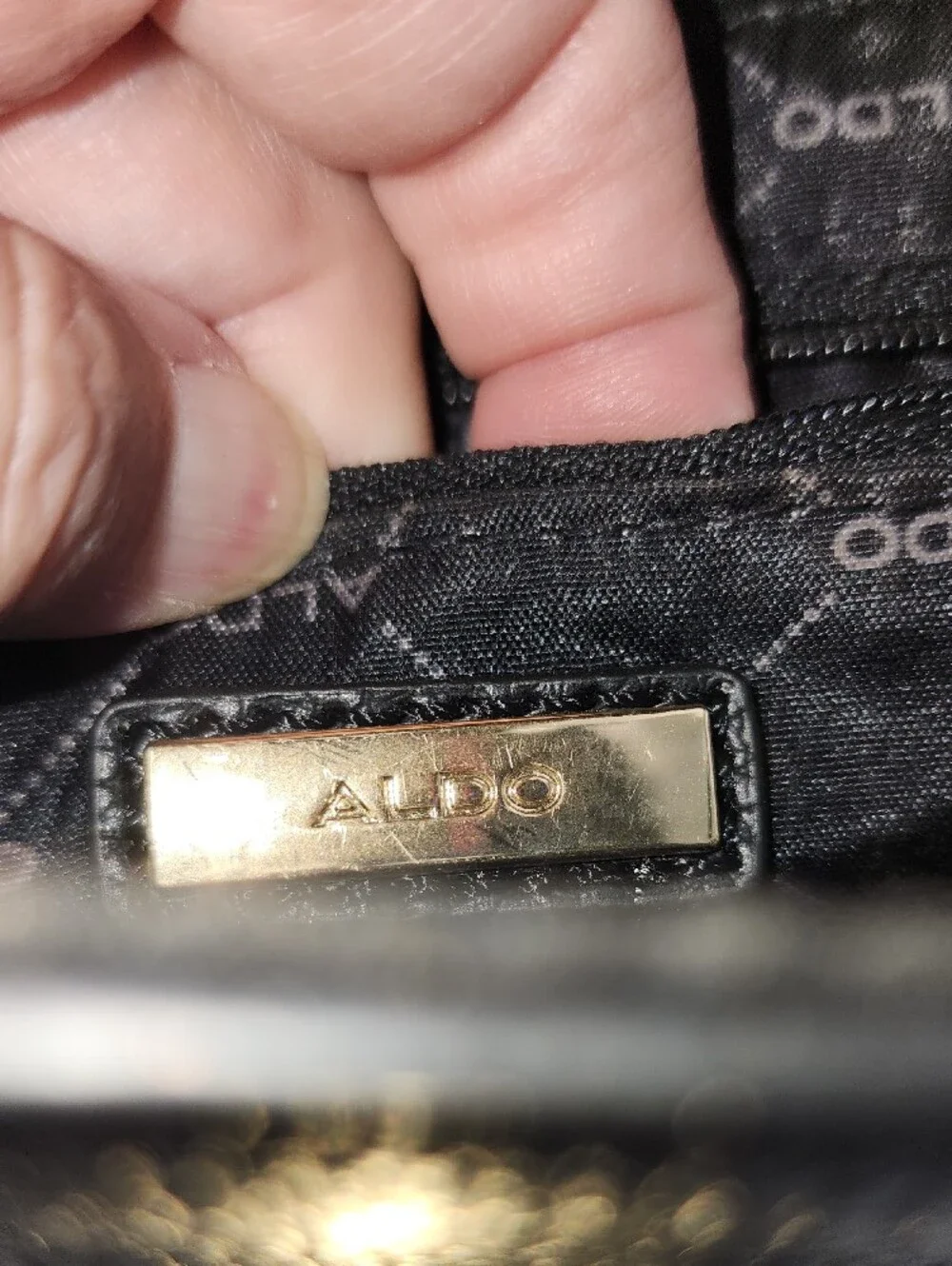 Aldo Black Pebbled Crossbody with Gold Turn-Lock Accent